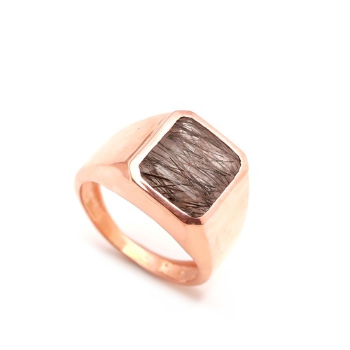 Anello ottagono rutilo nero