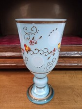 VECCHIO BICVCHIERE CALICE CRISTALLO BOEMIA COLORE AZZURRO ANNI '50 COPPA