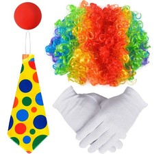 Parrucca Riccia da Clown Naso Accessori Costume Clown Costumi Clown Accessori 5
