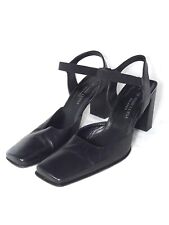 Quadri Luisa Decollete Da Donna Taglia 36,5 Pelle Nero Tacco 8 Punta Quadrata