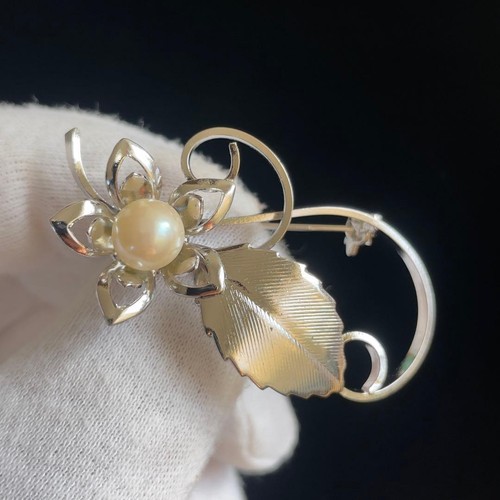 Spilla vintage fiore perle - fiore,