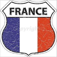 Insegna da parete a forma di scudo in metallo bandiera Francia 290 mm x 290 mm (sb) RIDOTTA!!