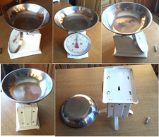 BILANCIA MECCANICA DA CUCINA DA 5 KG  DI COLORE BIANCO, USATA.