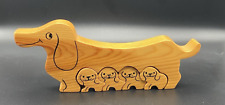 MAMMA BASSOTTO E CUCCIOLI PUZZLE IN LEGNO SOPRAMMOBILE 19X7,5X2 cm VINTAGE '80