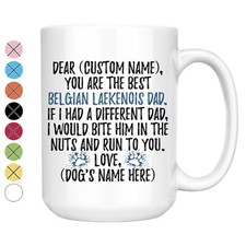 Personalized Belgian Shepherd Laekenois Dog Dad Coffee Mug, Dog Owner Men Gift