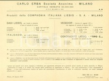 1944 MILANO BOVISA Carlo ERBA Compagnia Italiana LIEBIG Dadi VEGEDOR Italdado 1