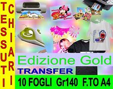 10 FOGLI A4 140 GR EDIZ GOLD CARTA TRANSFER FOTOGRA TESSUTI CHIARI STAMPA INKJET