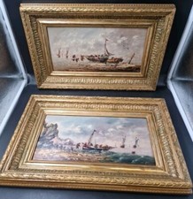 Coppia Dipinti Olio Su