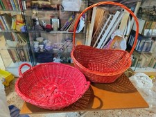 CESTI IN VIMINI ROSSO LOTTO 2 PEZZI VINTAGE