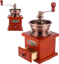 Macina Caffè Manuale in Legno a Manovella, Macinino Regolabile in Ceramica per C