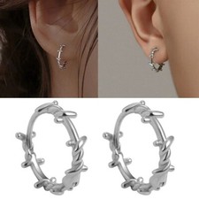 Orecchini Spina Filo Spinato a Cerchio Cerchietti Uomo Donna Punk Colore Argento