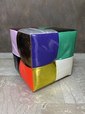 Pouf Poggiapiedi Artigianale Multicolor Nuovo Patchwork Pouff Puff Made In Italy