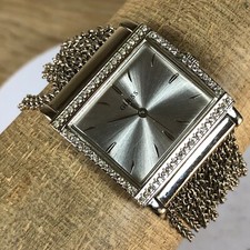 Guess Women G85751L Silver Tone Chains Bracelet 27mm Square Quartz Watch 5 3/4"