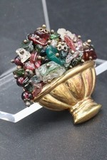 Spilla ULTIMA EDIZIONE in Argento 925 e Pietre Dure, Vaso Di Fiori, Alta Qualità