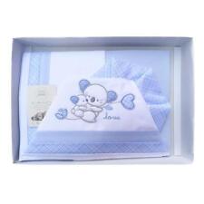 Set 3 pezzi regalo bimbo neonato corredo lettino 100% cotone lenzuolo federa