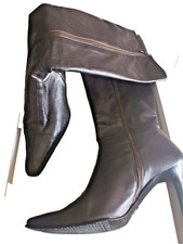 Stivale Vera Pelle Nadia Ferretti N.39 Cerniera42cmMoro Made In Italy Come Nuovo