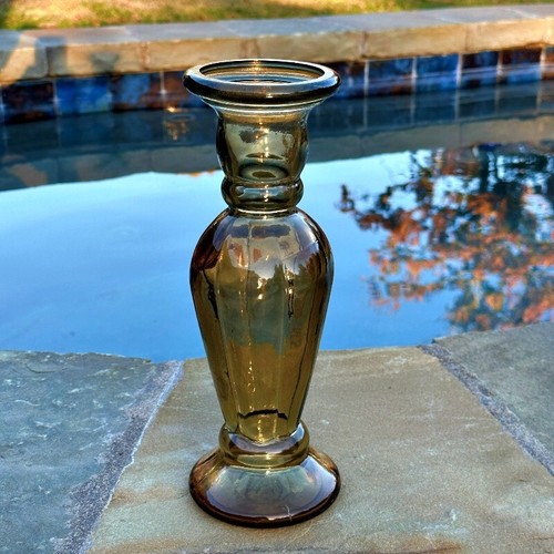 Glass candle holder smokey - glass,