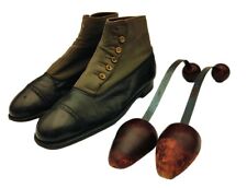 Scarpe stivaletti antichi vittoriani edoardiani uomo neri con bottoni D'annunzio