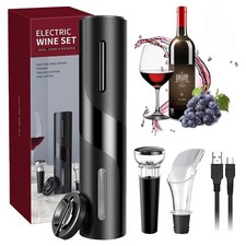 CAVATAPPI ELETTRICO VINO SET APRIBOTTIGLIE 5IN1 RICARICA USB TAGLIAPASTA TAPPO V