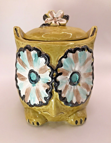 Owl bird ceramic canister - owl,