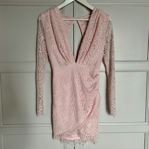 Vestito corto rosa pizzo - corto,