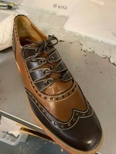 Cravatta Studio Pollini Lace Up Broge Oxford Marrone Cioccolato Contrasto Arancia Italia