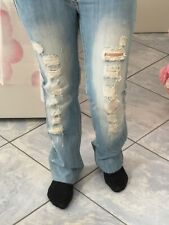 Jeans vintage Donna Strappati a Vita Medio Bassa Vestono tg M