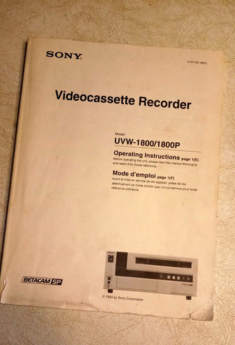 Sony uvw 1800 betacam vcr - sony, uvw-1800