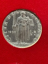 VATICAN 5 Lire Coin 1958 POPE