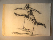 AUGUSTO GHELFI 1950 disegno carta ATLETA firmato Arte Moderna Italiana  XX sec