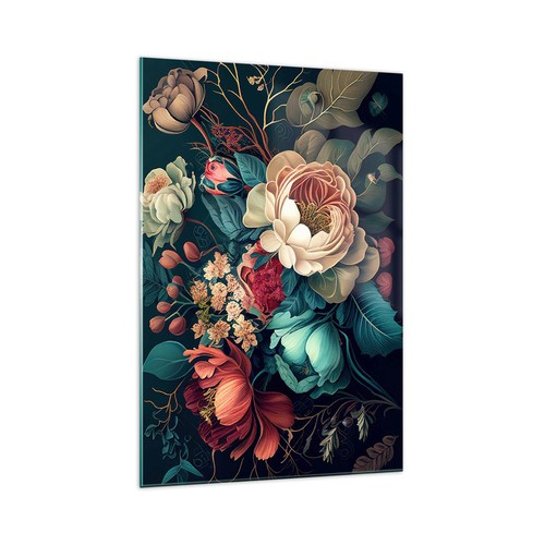 Quadro vetro 70x100cm fiori - su,