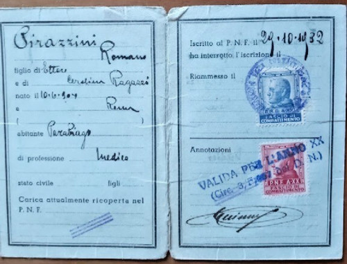 Tessera partito naz fascista - tessera,