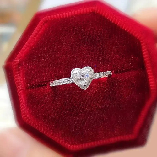 Anello cuore zirconi aaa - anello, aaa+