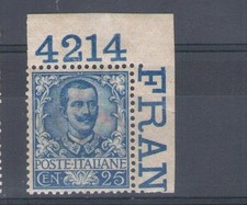 1901 REGNO - Vittorio Emanuele III - 25 centesimi angolo floreale di lenzuolo con tavolo n