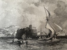 Incisione su acciaio 1832 Napoli Campania dal Mare