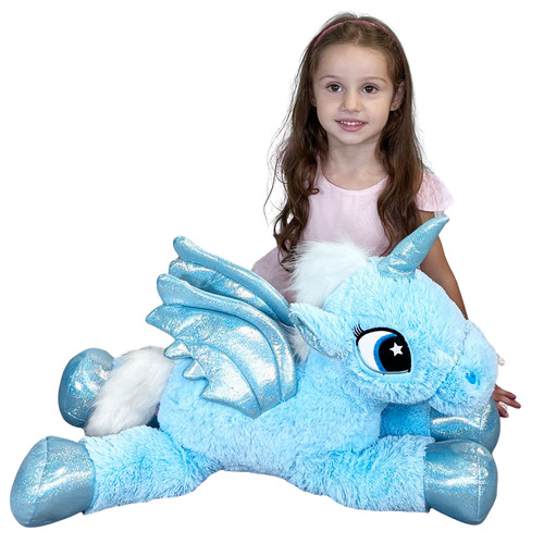 Unicorno peluche 60cm blu - 60cm,