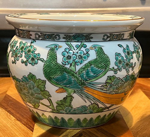 Cachepot smaltato dipinto - , a
