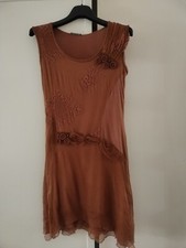 Abito donna vestito corto seta foderata smanicato taglia M