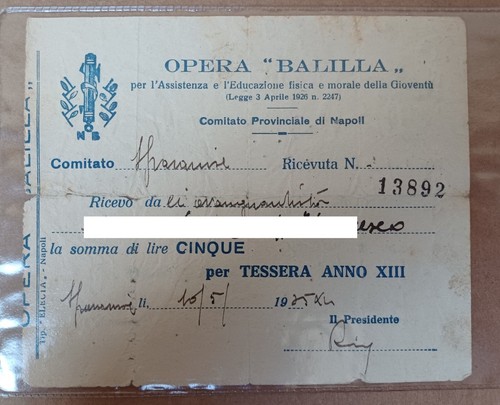Documento opera nazionale - documento,