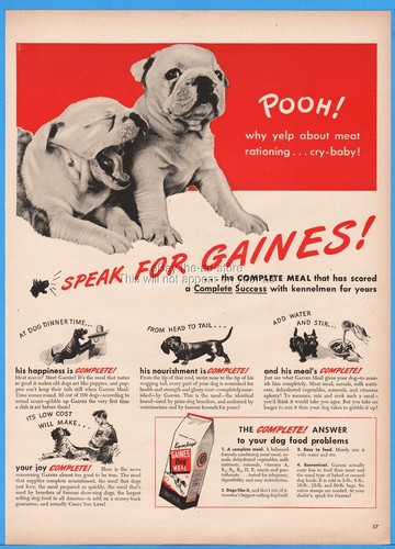 Pubblicità 1944 gaines cibo - pubblicità,