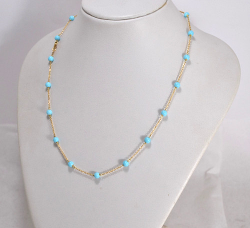 18kt gold necklace turquoise - 18kt,