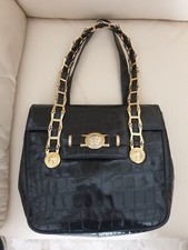 Borsa da donna Gianni Versace Anni 80, originale , in vera pelle nera con Medusa