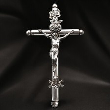 ANTICO CRISTO CROCIFISSO IN ARGENTO ARTE SACRA 1800 XIX sec reliquia ex voto