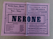 1925 volantino TEATRO ITAGLIA MOGLIA  Mantova NERONE con attori  Raro