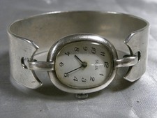 🇫🇷 SUJA MONTRE BRACELET RIGIDE ARGENT MASSIF VINTAGE SILVER WATCH