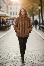 Giacca bomber donna vintage visone selvatico del designer modello Chombert L/XL