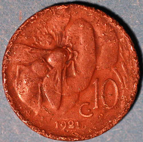 1921 italia centesimi - 1921, 10