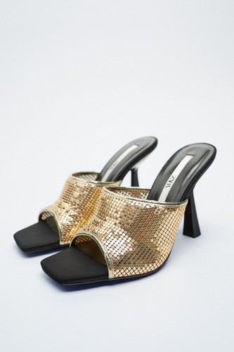 New zara gold mesh heeled - zara,