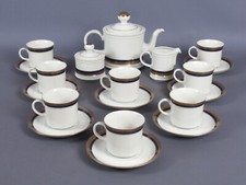 Servizio da tè caffè ceramica Bavaria Mitterteich bianco blu oro vintage XX Sec.