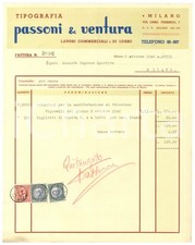 1940 MILANO Tipografi PASSONI & VENTURA Fattura volantini Velodromo VIGORELLI 3